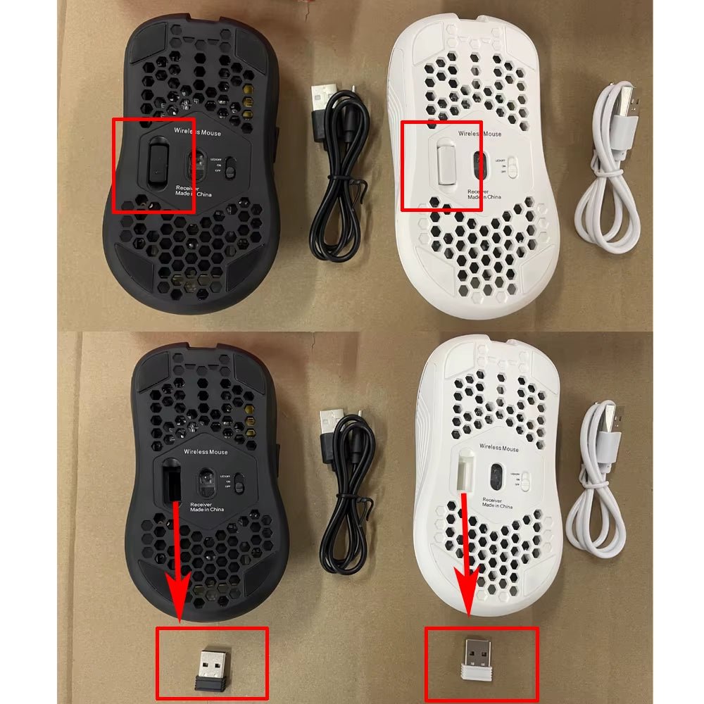 2.4G Wireless Mouse with RGB Backlit 6 - Button 3 - Speed DPI Type C Rechargeable Ergonomic Honeycomb Design Gaming Mouse - Simplux Electronics