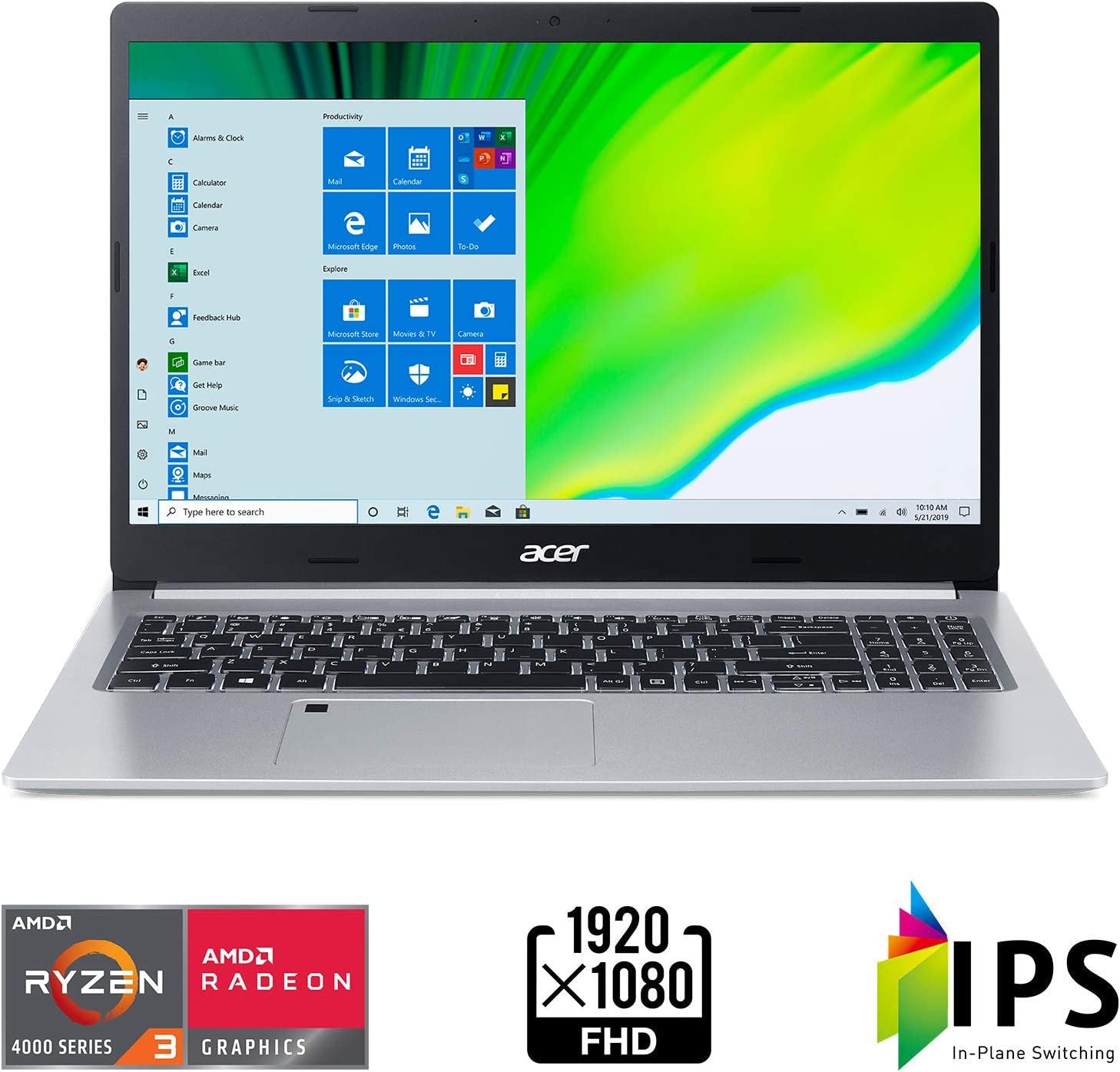 Aspire 5 A515 - 44 - R93G, 15.6" Full HD, AMD Ryzen 3 4300U Mobile Processor with Radeon Graphics, 4GB DDR4, 128GB Nvme SSD, Wifi 5, HD Webcam, Fingerprint Reader, Backlit Keyboard, Windows 10 S - Simplux Electronics