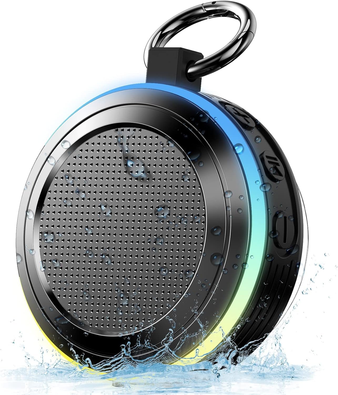 Bluetooth Shower Speaker, Portable Speaker with Subwoofer, IPX7 Waterproof Wireless Speaker, Mini Speaker Stereo with Suction Cups Hook for Beaches, Hiking, Camping, Swimming, Pool Parties - Simplux Electronics