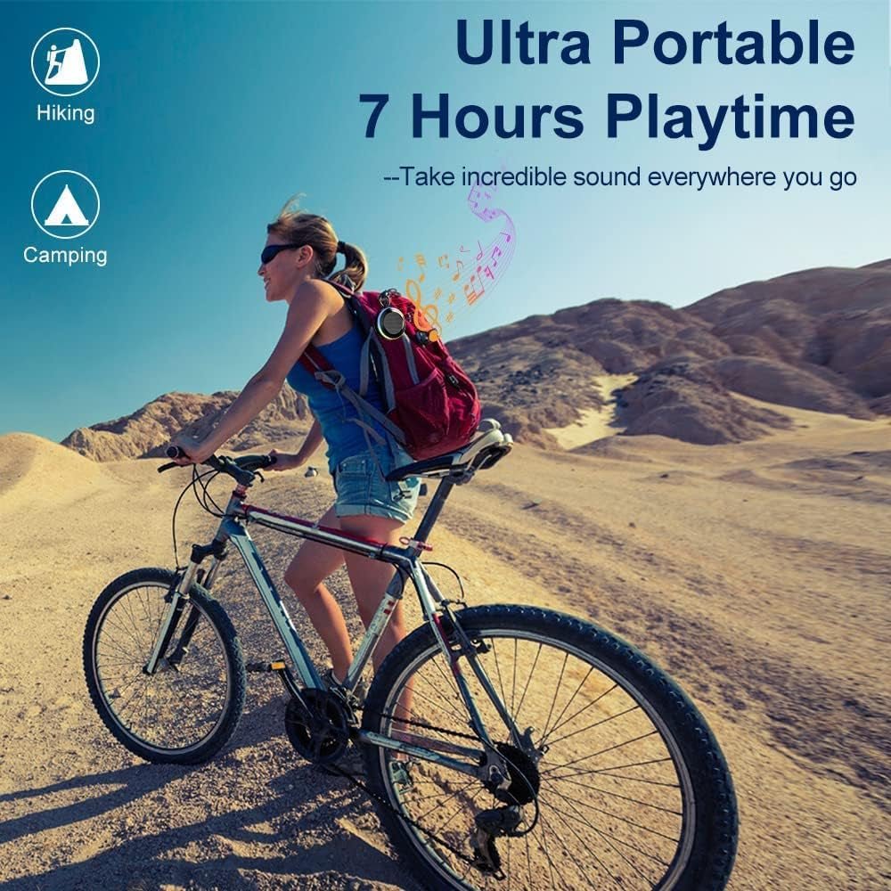 Bluetooth Shower Speaker, Portable Speaker with Subwoofer, IPX7 Waterproof Wireless Speaker, Mini Speaker Stereo with Suction Cups Hook for Beaches, Hiking, Camping, Swimming, Pool Parties - Simplux Electronics